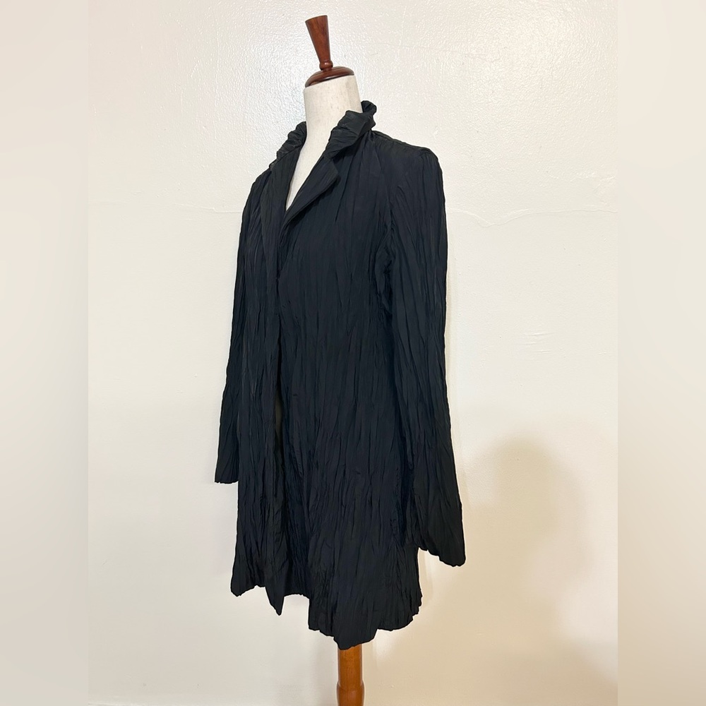 Base Black Crinkle Lightweight Jacket Blouse - image 2